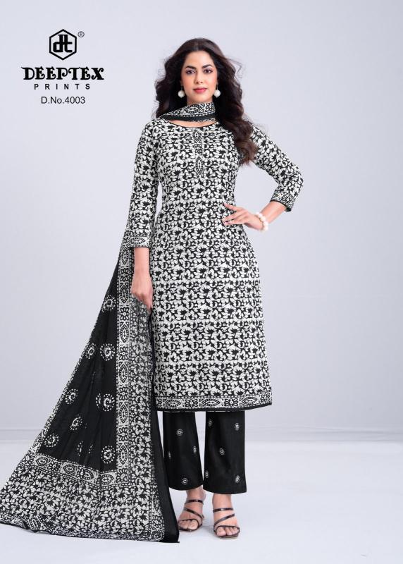 Deeptex aaliza black & white vol-4 ladies dress material wholesale price